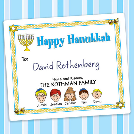Festive Hanukkah Gift Label