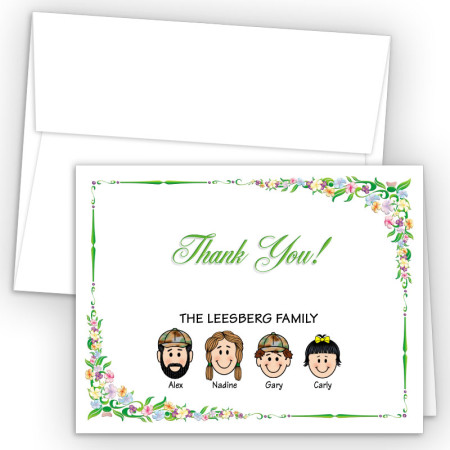 Floral Foldover Family Thank You Card