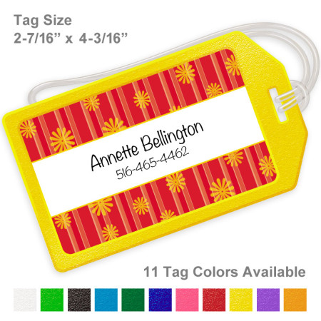 Flowers and Stripes Red Luggage Tag