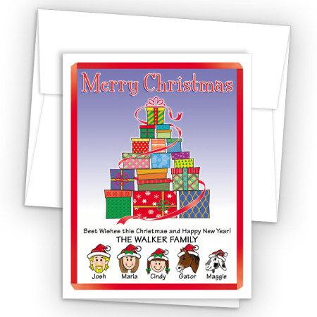 Gift Tree Merry Christmas Holiday Fold Note Head