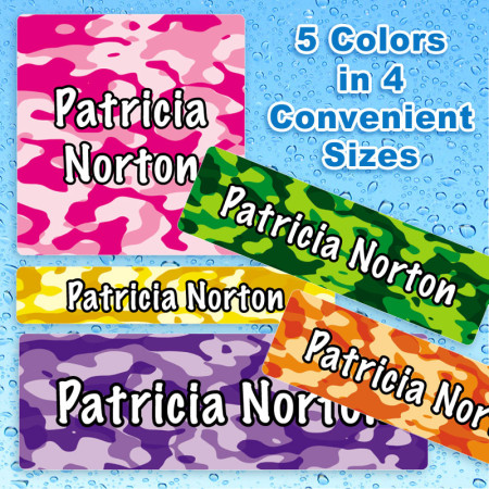 Girl Camo Waterproof Name Labels For Kids