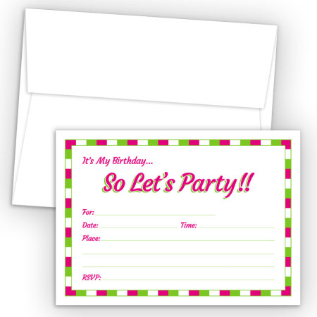 Girl Generic Fill-In Birthday Party Invitations