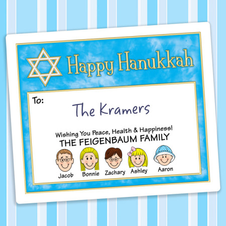 Gold and White Star Hanukkah Gift Label