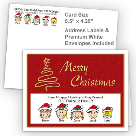 Gold Tree Merry Christmas Fold Note Set