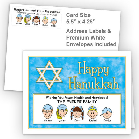 Gold White Star Happy Hanukkah Fold Note Set
