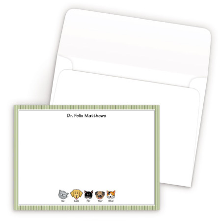 Green Stripes Bordered Family Correspondence Card