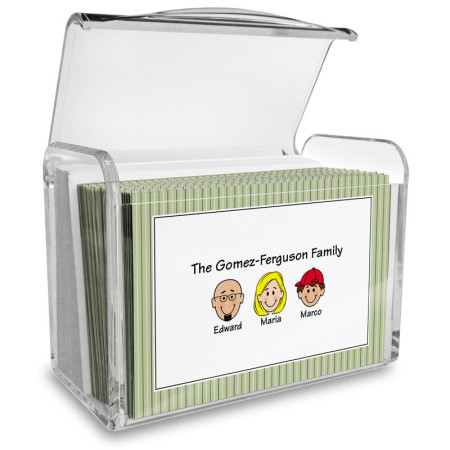 Green Stripes Family Note Card Set with Acrylic Holder