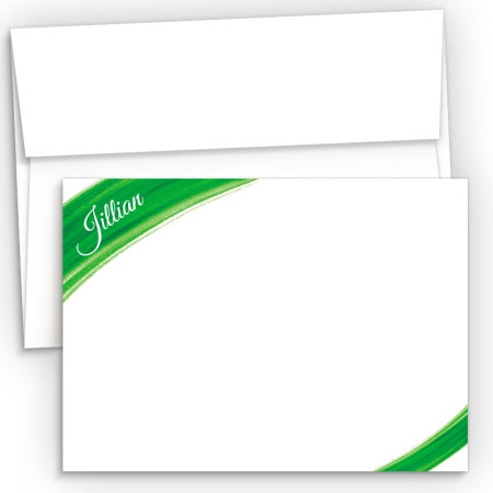 Green Watercolor Flat Correspondence Cards 