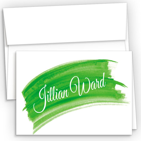 Green Watercolor Fold Over Note Cards