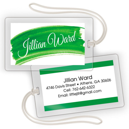 Green Watercolor Laminated Bag Tags