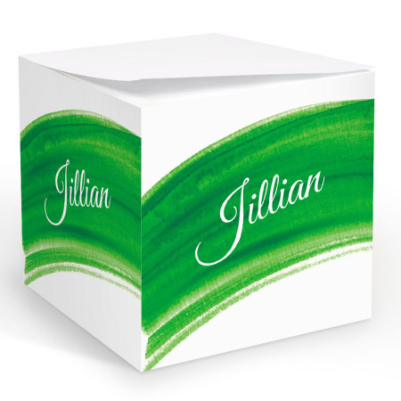 Green Watercolor Memo Cube