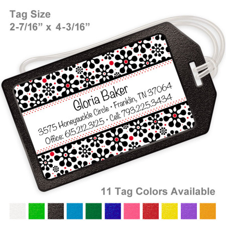 Groovy Black Flowers Luggage Tag