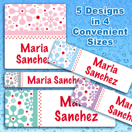 Groovy Flowers Waterproof Name Labels For Kids