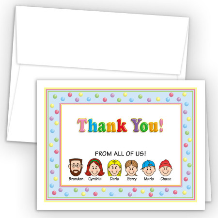 Gumballs Foldover Family Thank You Card