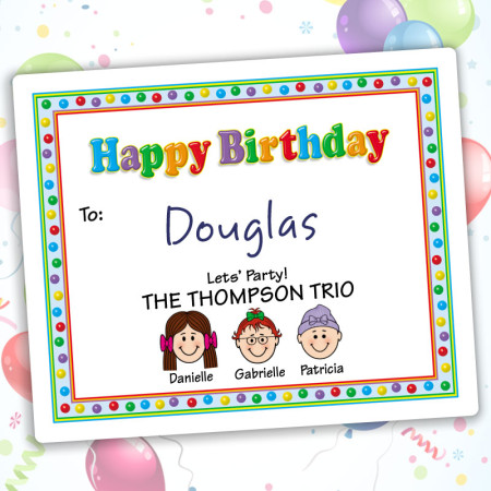 Gumballs Happy Birthday Gift Label