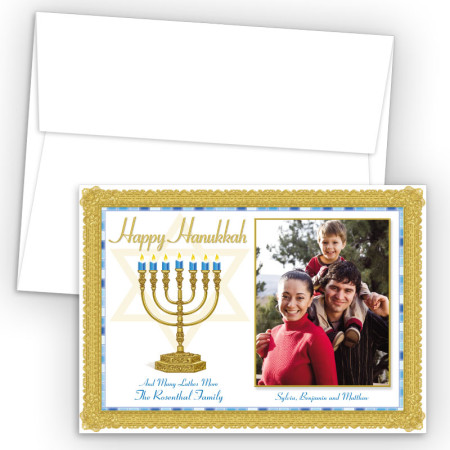 Hanukkah Menorah 2 Photo Upload Holiday Card