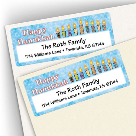 Hanukkah Pattern Candles Menorah Address Labels