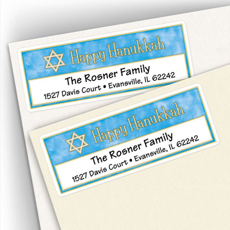 Hanukkah Star Gold and White Address Labels