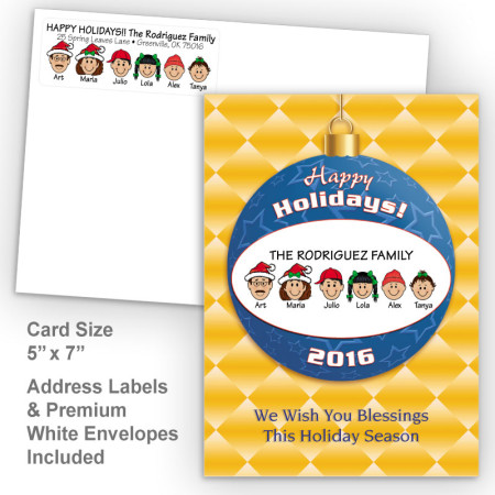 Happy Holiday Ornament Style J Holiday Card Set