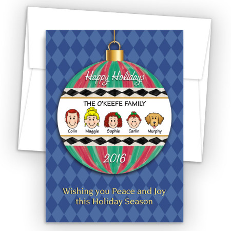 Happy Holiday Ornament Style J Holiday Cards