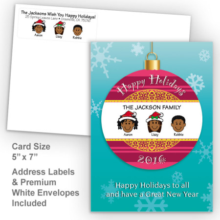 Happy Holiday Ornament Style M Holiday Card Set