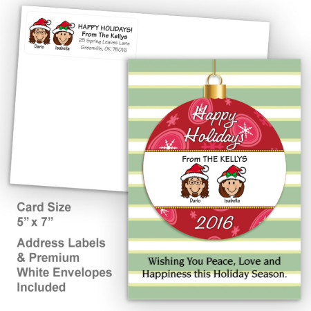 Happy Holiday Ornament Style N Holiday Card Set