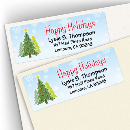 Happy Holidays Craft Trees Address Labels