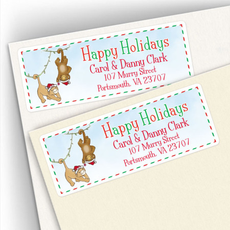 Happy Holidays Monkeys Address Labels