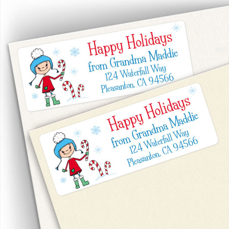 Happy Holidays Snow Girl Address Labels