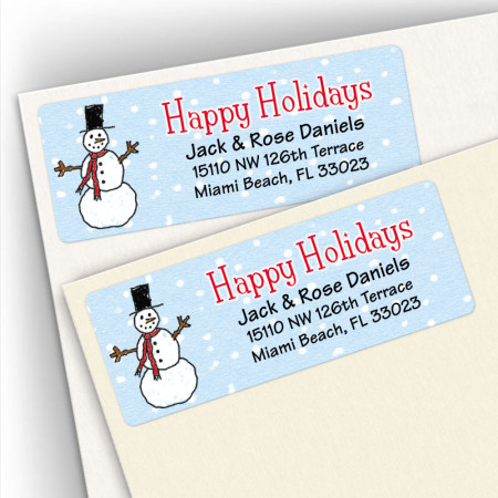 Happy Holidays Snowman Address Labels