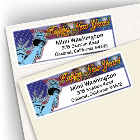 Happy New Year Liberty Address Labels