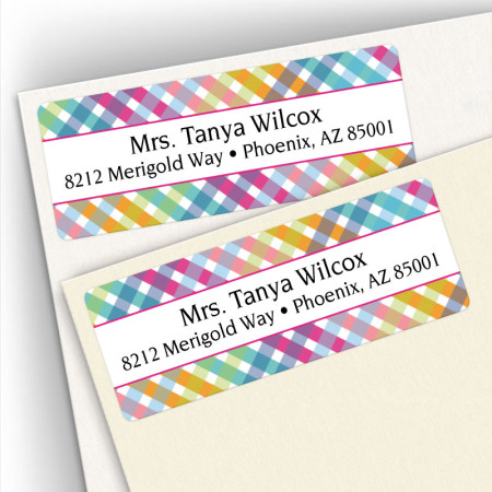 Happy Plaid Address Labels