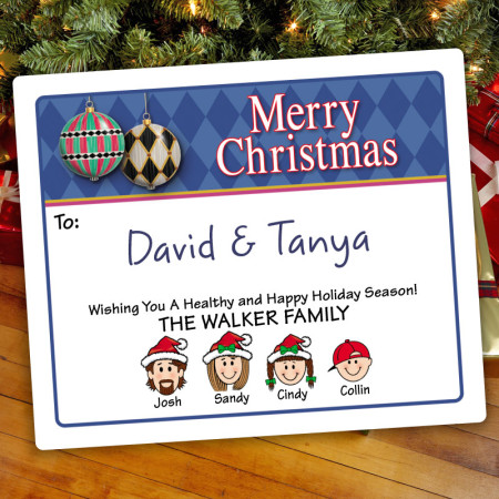 Harlequin Ornaments Holiday Gift Labels