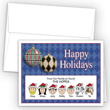 Harlequin Ornaments Happy Holiday Fold Note
