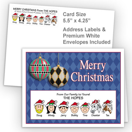 Harlequin Ornaments Merry Christmas Fold Note Set