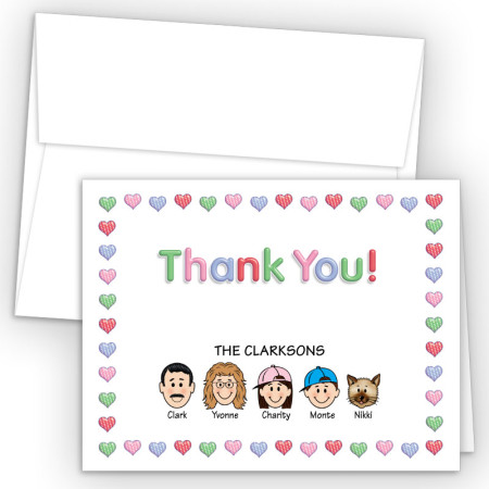 Hearts 1 Foldover Family Thank You Card