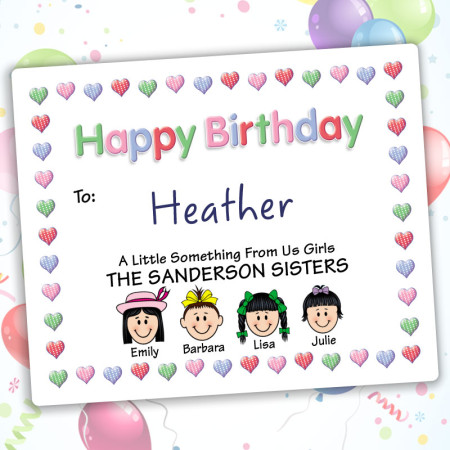 Hearts 1 Happy Birthday Gift Label