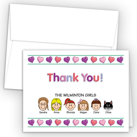 Hearts 2 Foldover Family Thank You Card