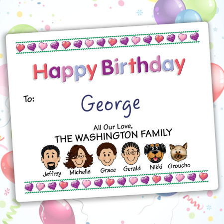 Hearts 2 Happy Birthday Gift Label