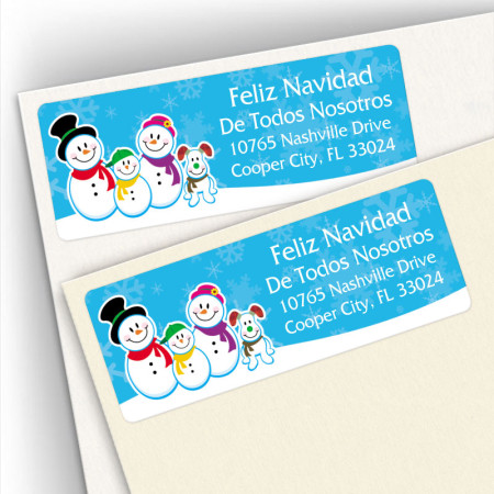 Holiday Snowman Family 3 and Doggy Address Labels