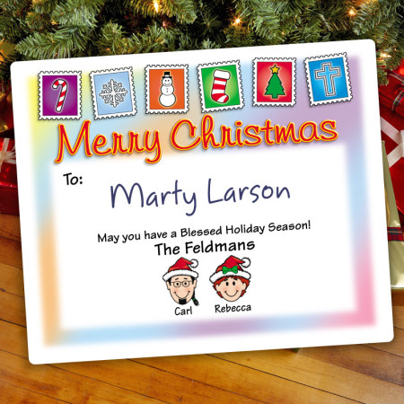 Holiday Stamps Christmas Gift Label