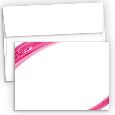 Hot Pink Watercolor Flat Correspondence Cards 
