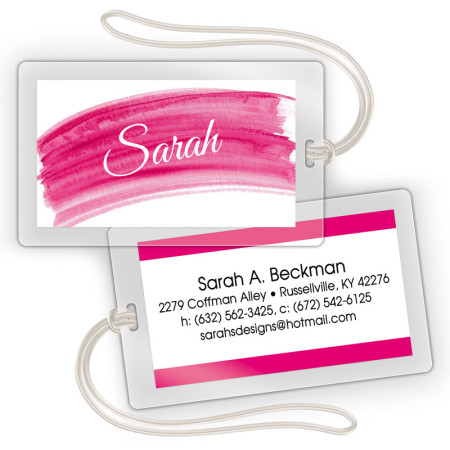 Hot Pink Watercolor Laminated Bag Tags