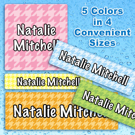 Houndstooth Waterproof Name Labels For Kids