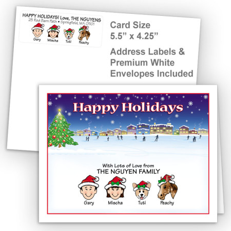 Ice Skating Happy Holidays Fold Note Set
