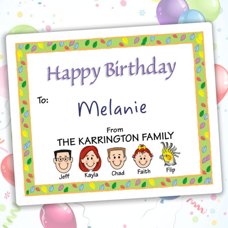 Leaves Happy Birthday Gift Label