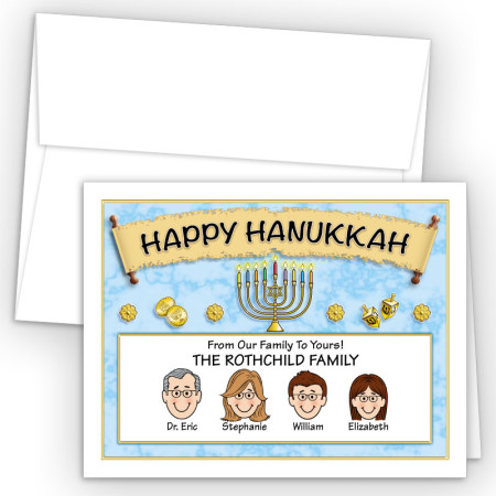 Menorah Scroll Happy Hanukkah Holiday Fold Note Head