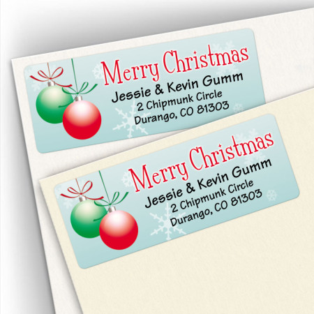 Merry Christmas Bulbs Snowflakes Address Labels