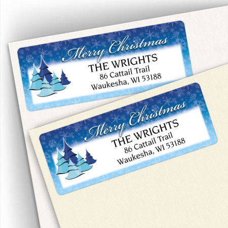 Merry Christmas Cool Trees Address Labels