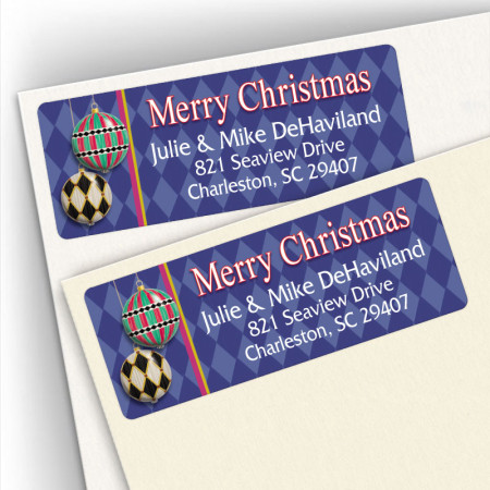 Merry Christmas Harlequin Address Labels